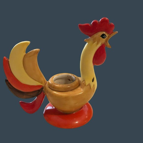 Holt Howard Japan Vintage Rooster Candle Holder 60s Orange Yellow - Picture 5 of 7